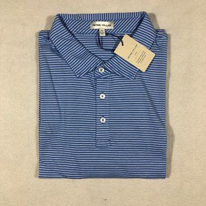 Peter Millar Blue & White Striped Performance Polo